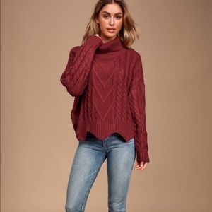 Wine colored oversized knit sweater